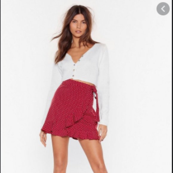 Nasty Gal Dot Your Back Wrap Skirt Polka Dot